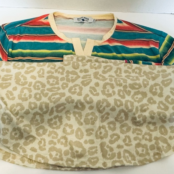 Crazy Train Pull Over Top Size 2XL Southwest Stripe Leopard Western Long Sleeve - Picture 13 of 16